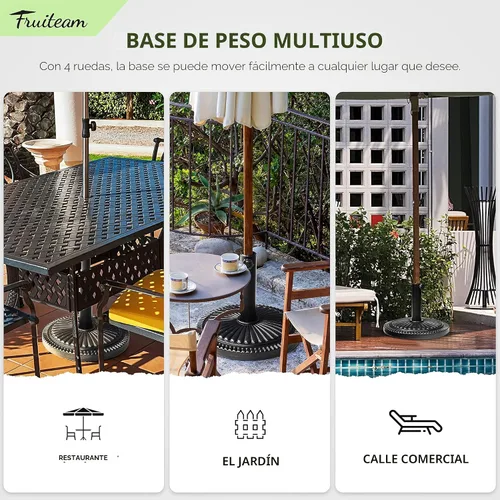 Vista 6 de FRUITEAM Base redonda de sombrilla de patio de 15 pulgadas, 23 libras, soporte para sombrilla prellenado, patrón de girasol, resistente, para patio