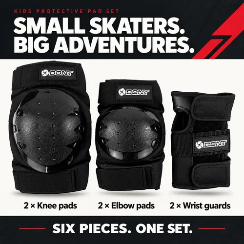 Vista 2 de Bont Patines - Juego de almohadillas protectoras para niños con rodilleras, coderas y muñequeras