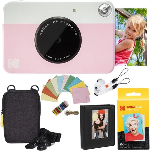 Vista 7 de Kodak Printomatic - Paquete de cámara instantánea (20 hojas), papel Zink (negro) - Estuche - Álbum de fotos - Marcos para colgar.