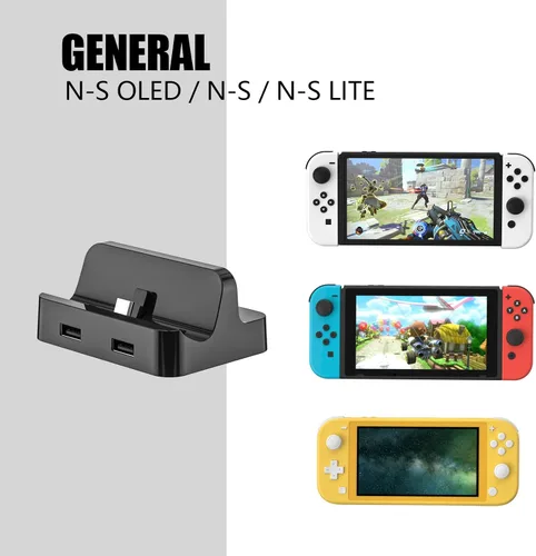Vista 5 de ECHZOVE Base de carga compatible con Nintendo Switch o Switch OLED, estación de carga de múltiples interruptores con 3 puertos USB 2.0, soporta