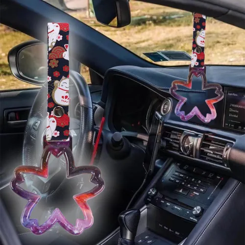 Vista 2 de Q1-TECH, JDM Tsurikawa - Anillo japonés para metro, tren, autobús, mango de coche, mango en forma de flor de Sakura, correa de mano, anillos