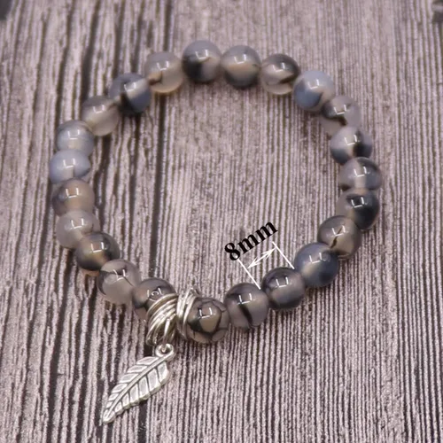Vista 3 de UEUC Pulseras de piedra curativa de yoga del árbol de la vida, juego de pulseras de reiki de piedra de chakra de loto multicapa, piedra natural