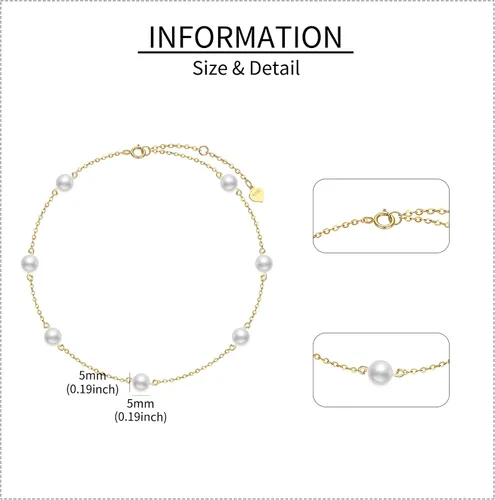 Vista 3 de Pulsera de oro de 14 quilates, abalorios de perlas, regalos de joyería para mujeres y niñas