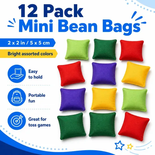 Vista 2 de Paquete de 12 bolsas de frijoles de nailon de 2 pulgadas/2.0 in, para niños, familia y adultos, juegos de patio al aire libre, lanzamiento de bolsas