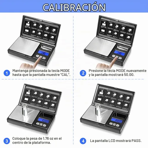 Vista 5 de THINKSCALE Mini báscula de bolsillo con 6 unidades, yardas, tara, báscula digital para joyas, medicinas, café, hierbas, peso cal incluido Negro