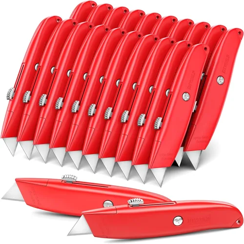 Vista 29 de DIYSELF Paquete de 2 cuchillos utilitarios, cortador retráctil, resistente (naranja)
