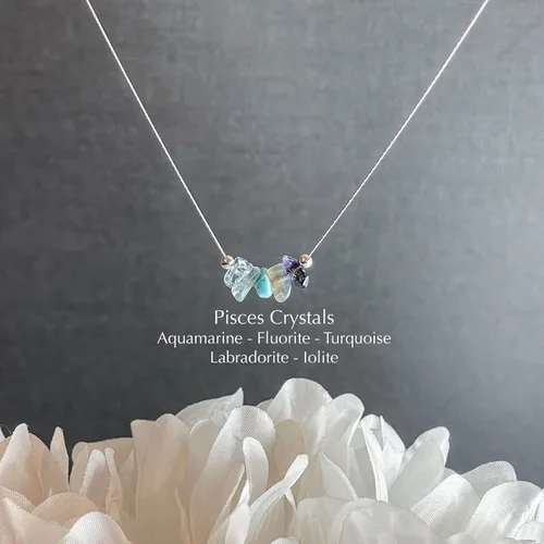 Vista 6 de Gargantilla con signo del zodiaco de piedra natural para mujer, collar del zodiaco de cristales crudos, horóscopo curativos, joyería de astrología