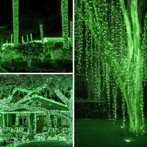 Vista 3 de Luces de decoración para el día de San Patricio, 33 pies, 100 luces LED, luces verdes de Navidad, impermeables, para exteriores, cadena de luces