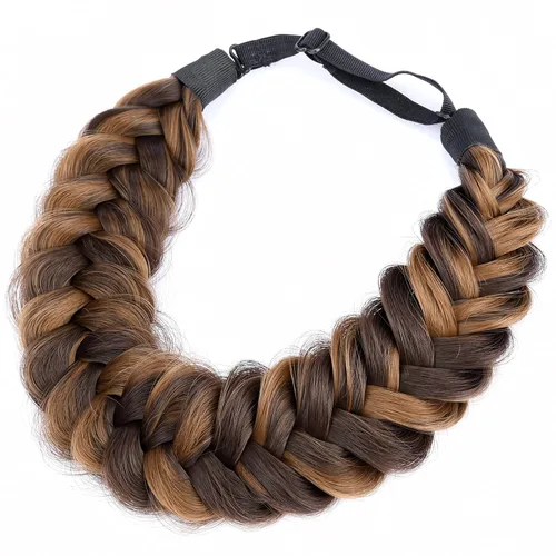 Vista 29 de Diadema ancha y despeinada de 2 mechones de cabello sintético trenzado, accesorio de belleza para mujeres y niñas, 62g/2.1 oz (caoba)