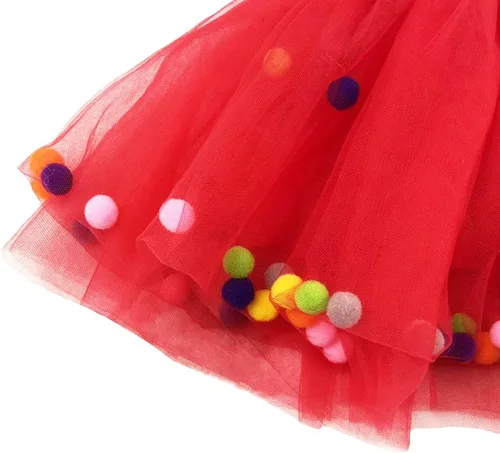 Vista 6 de YOHA Vestido tutú de cumpleaños para niñas pequeñas, tutú de sirena, suave, con pompones, para niñas pequeñas