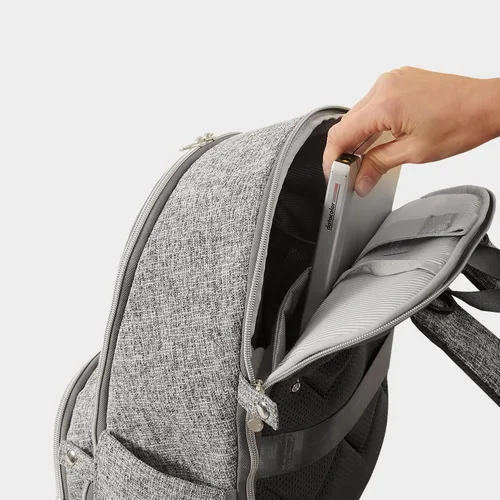 Vista 8 de SUNVENO Mochila para pañales, bolsas de pañales grandes para bebés con cambiador portátil para mamás y papás, Gris, Mochilas de viaje