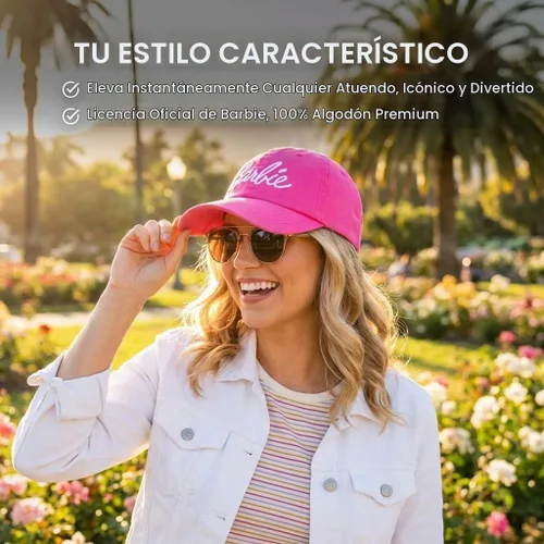 Vista 2 de Barbie Gorra de béisbol para mujer – Gorra de algodón suave para mujer con ala curvada – Gorra de béisbol ajustable de color rosa intenso Rosa oscuro