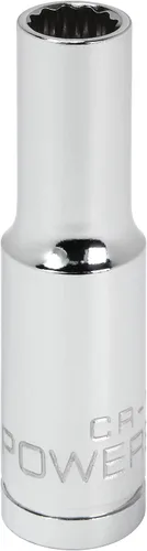 Vista 8 de Powerbuilt 3/8 de pulgada x 1/2 pulgada SAE Deep Socket, 12 puntos, cromo-vanadio, marca de tamaño - 940046