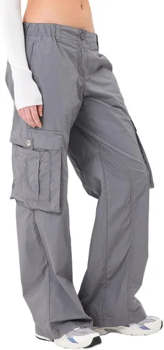 Vista 2 de KMBANGI Pantalones cargo holgados para mujer, pantalones de tiro bajo, pierna ancha, casuales, con múltiples bolsillos, holgados, pantalones