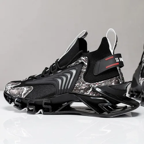 Vista 5 de GJUYC Zapatillas deportivas para hombre, tenis para correr, para hombre, atletismo, para caminar, baloncesto, casual, senderismo, hombre, negro