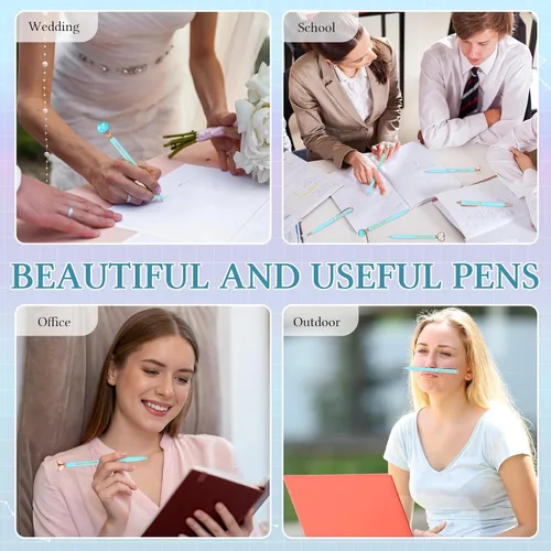 Vista 6 de Yeaqee Juego de 6 bolígrafos inspiradores para mujer, regalo 2026, bolígrafos de diamante con cristal, suministros de oficina motivacionales con Azul