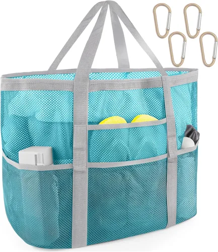 Vista 14 de SRISE Mesh Beach Bag - Large Beach Tote Bag for Family Beach Bag for Toys & Vacation Essentials Negro