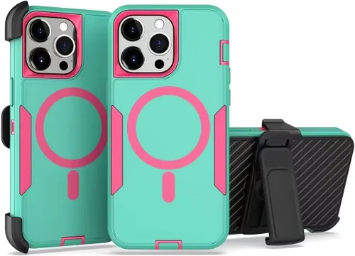 Vista 22 de Funda diseñada para iPhone 16 Pro, magnética, doble protección, resistente y duradera, compatible con MagSafe, clip trasero desmontable, a prueba