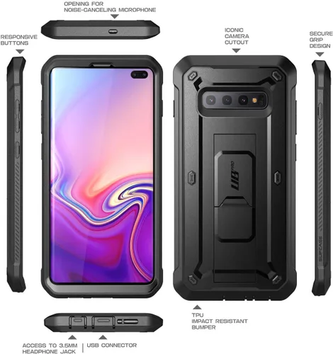 Vista 8 de SUPCASE Funda para Samsung Galaxy S10 Plus con Satnd (Unicorn Beetle Pro), [clip de cinturón integrado] Funda protectora resistente a prueba
