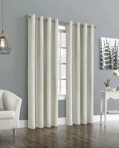 Vista 7 de Loft Living Panel de cortina jacquard opaca con ojales, color esmeralda, 52 x 95 pulgadas, lino
