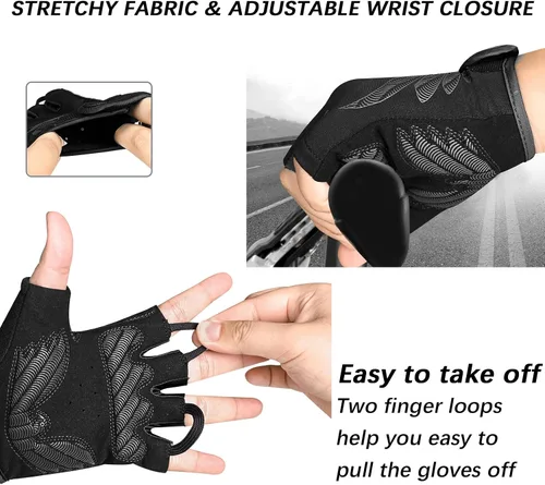 Vista 4 de MOREOK Cycling Gloves Bike Gloves for MenWomen-5MM Gel Pad Half Finger Bicycle Biking Gloves for CyclingWeight LiftingGymMotorcycleRowingOutdoor