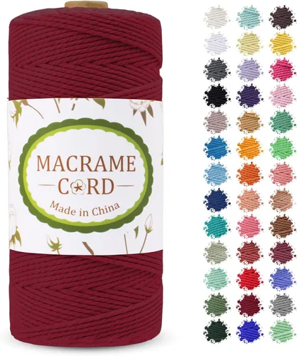 Vista 10 de Cordón de macramé de 0.079 pulgadas, hilo de cuerda de macramé de color de 0.07 pulgadas x 219 yardas, cuerda de algodón natural, 3 hebras para Aqua