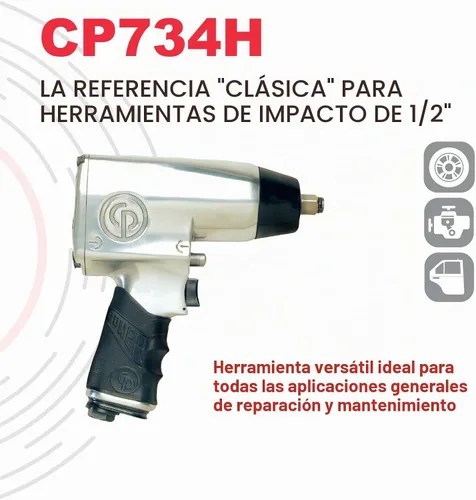 Vista 3 de Chicago Pneumatic CP734H, llave de impacto neumática para servicio pesado de 1/2 pulgada