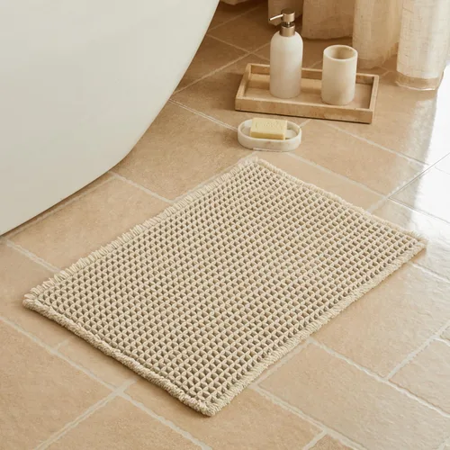 Vista 14 de Triohero Tapete de baño con diseño de gofre, tapete de baño pequeño y bohemio, antideslizante, lavable, ultra suave, súper absorbente, de secado