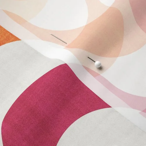 Vista 5 de Fabric Groovy Waves Red Orange Beige Retro 70S Printed on Chiffon Fabric Fat Quarter - Sewing Fashion Apparel Dresses Home Decor