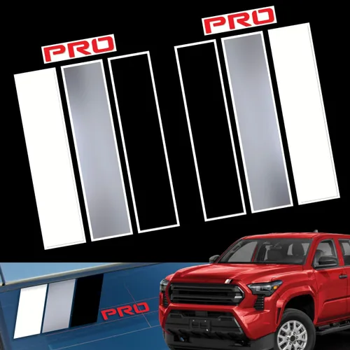 Vista 2 de Paquete combinado, calcomanía de vinilo a rayas tricolor, clásica, retro, para decoración de bricolaje, compatible con Tacoma 4Runner Tundra Rav4