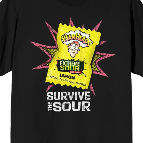 Vista 2 de Bioworld Warheads Extreme Sour Lemon Candy Wrap - Camiseta negra para hombre