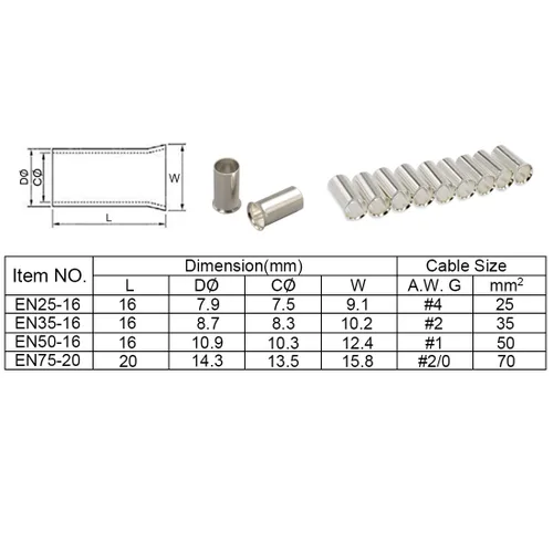 Vista 2 de Kit de virola de alambre 110PCS (calibre 4Tipos: AWG 4,2,1,0)