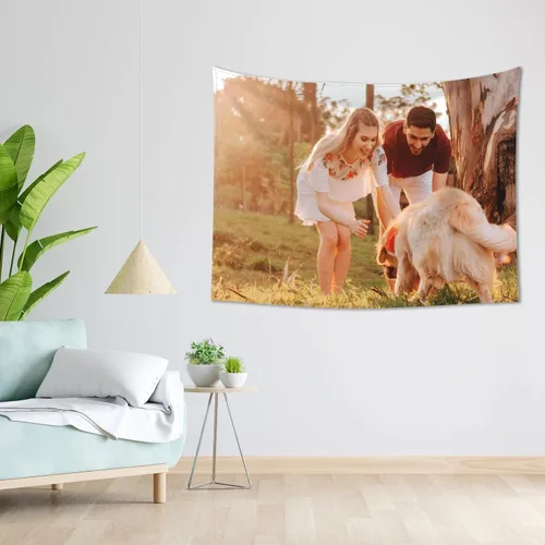 Vista 5 de Tapiz personalizado para cargar imágenes de boda, amor, recuerdo familiar, tapiz personalizado para el Día de la Madre, Día del Padre, tapiz