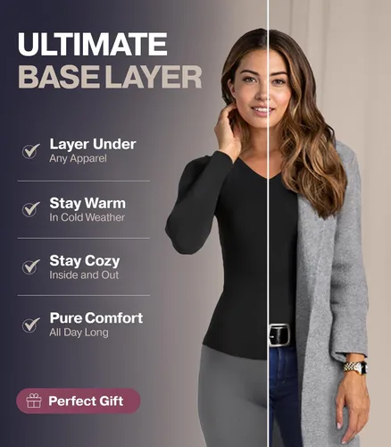 Vista 3 de Thermajane Camisetas térmicas de manga larga para mujer, para clima frío, ropa interior o capa base térmica