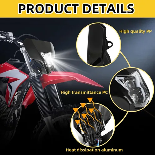 Vista 3 de Faro delantero de motocicleta universal para CRF450R CRF450L CRF450RX CRF250L CRF250L RALLY CRF300L CRF300L RALLY CRF250R CRF250F negro