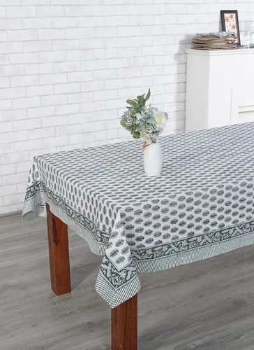 Vista 252 de Ridhi Mantel cuadrado con estampado de bloques de mano de caléndula ámbar
