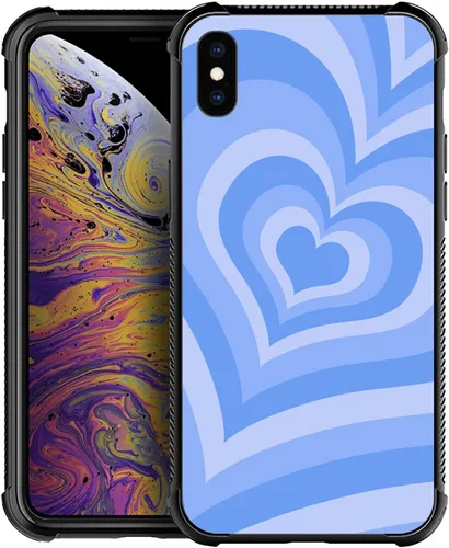 Vista 105 de Funda compatible con iPhone X/XS, diseño de bandera estadounidense de béisbol, TPU suave, a prueba de golpes, de vidrio templado, para iPhone X/XS