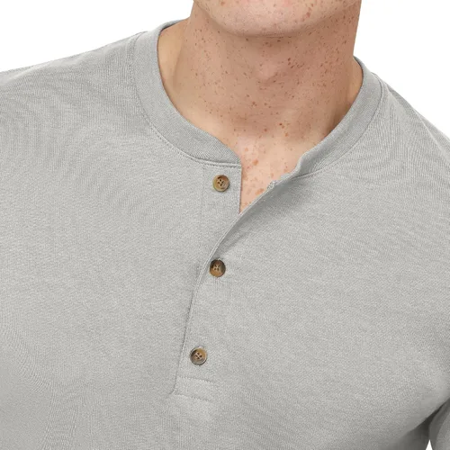 Vista 4 de Hanes Camiseta de manga larga de algodón Henley para hombre