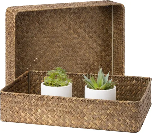 Vista 19 de StorageWorks - Cesta para tanque de inodoro para baño, cestas de almacenamiento de jacinto de agua para la parte superior del tanque de inodoro