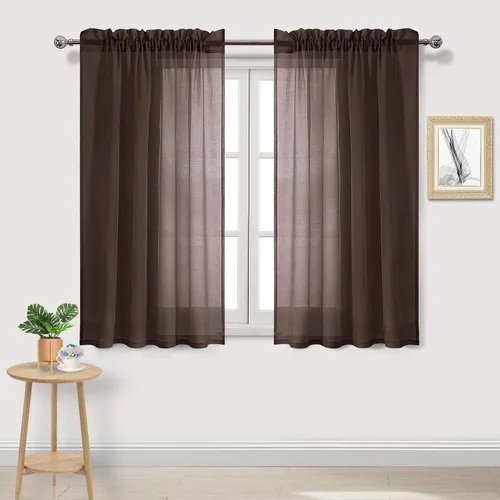 Vista 58 de DWCN Cortinas Transparentes Aqua de Voile Semitransparente con Bolsillo para Barra para Dormitorio y Sala de Estar, 36 x 36 pulgadas de Largo, Juego