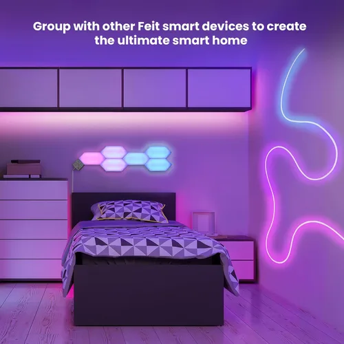 Vista 7 de Feit Electric Luces LED Inteligentes Hexagonales de Azulejos, 7" Cada Una, Conectables, Persecución de Color RGBW, WiFi de 2.4GHZ Habilitado
