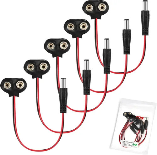 Vista 13 de CHANZON Conector de clip de batería de 9 V, soporte de carcasa de cuero tipo I y cable UL de plomo desnudo paquete de 20 piezas kit para Arduino 1)