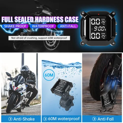 Vista 3 de Sistema de monitoreo inalámbrico de presión de neumáticos TPMS para motocicleta, IP67 impermeable a prueba de polvo inalámbrico TPMS para USB