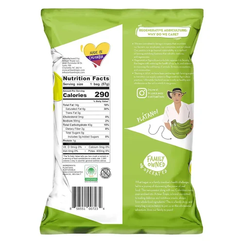 Vista 9 de ARTISAN TROPIC Tiras de plátano con sal marina, paquete de 8, 2 onzas, vegano, paleo y sin gluten, bolsas individuales, aperitivos saludables