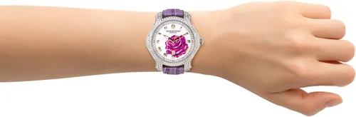 Vista 2 de Jeannie Rose "A Dozen Roses Watches Reloj analógico de 1.575in para mujer Morado sobre blanco A01, MoradoBlancoA01, Boost-your-confidence