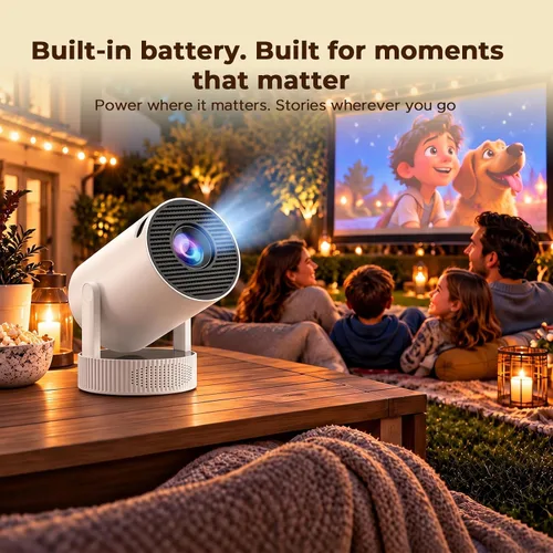 Vista 9 de Mini proyector con batería, WiFi 6 y Bluetooth5.4, compatible con Blanco loto