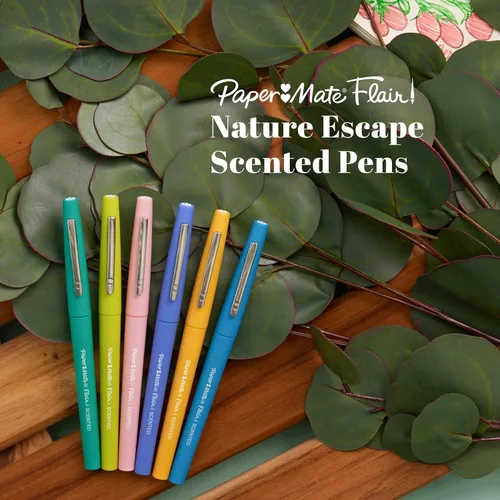 Vista 3 de Paper Mate Flair Nature Escape - Bolígrafos perfumados con punta de fieltro, punta media (0.028 in), colores surtidos, 64 unidades, perfectos