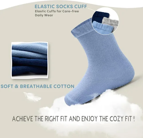 Vista 4 de Calcetines de algodón para bebés y niños pequeños, calcetines antideslizantes para niños, paquete de 6