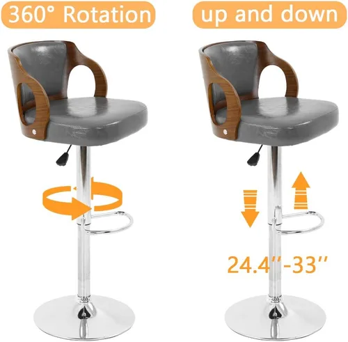 Vista 13 de BestOffice Juego de 2 taburetes de bar con altura de mostrador, giratorios, altura ajustable