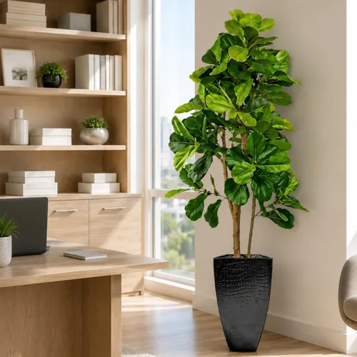 Vista 11 de LCG Florals - Árbol artificial de higuera de hoja de violín de 3.2 pies - Tronco de madera real, preensamblado, sin mantenimiento, planta artificial